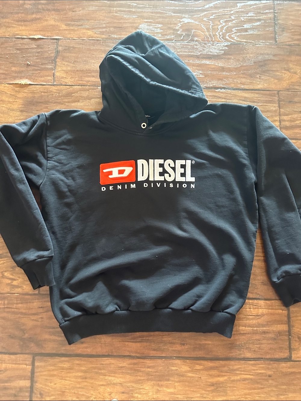 Diesel Black Hoodie with Red and White Logo